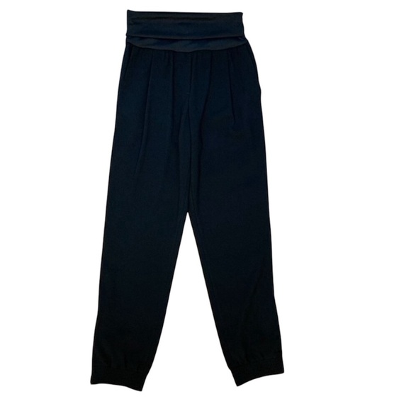 Aritzia Wilfred Tuxedo Pant High fold over Waist Straight Leg Trouser Black XS - Picture 2 of 12